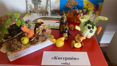 "Күз сыйы" Көкеністерден безендірілген бұйымдардың көрмесі "Қарлығаш" ересек тобы  пен "Көгершін" ортаңғы топтарының қол өнерлері