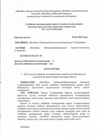 Сыбайлас жемқорлыққа қарсы іс-қимыл саласындағы қатынастарды реттеуге арналған жұмыс жоспары Меңгеруші:У.Джаппарова